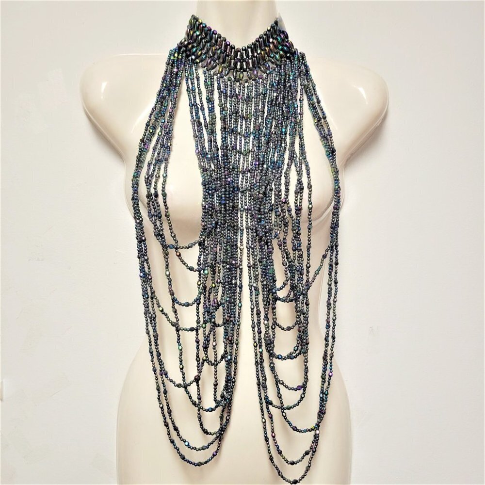 Bellydance Beaded Necklace, Multicolor Sparkly Bead- NEW